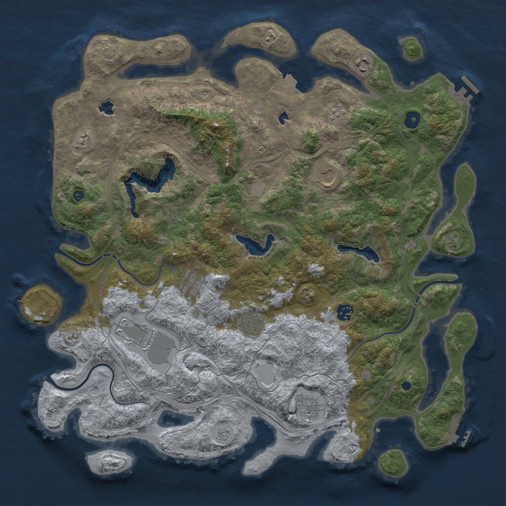Rust Map: Procedural Map, Size: 4500, Seed: 1067693288, 14 Monuments