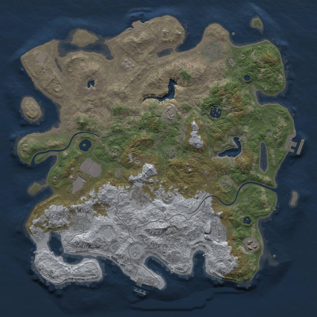 Rust Map: Procedural Map, Size: 4000, Seed: 187655616, 14 Monuments