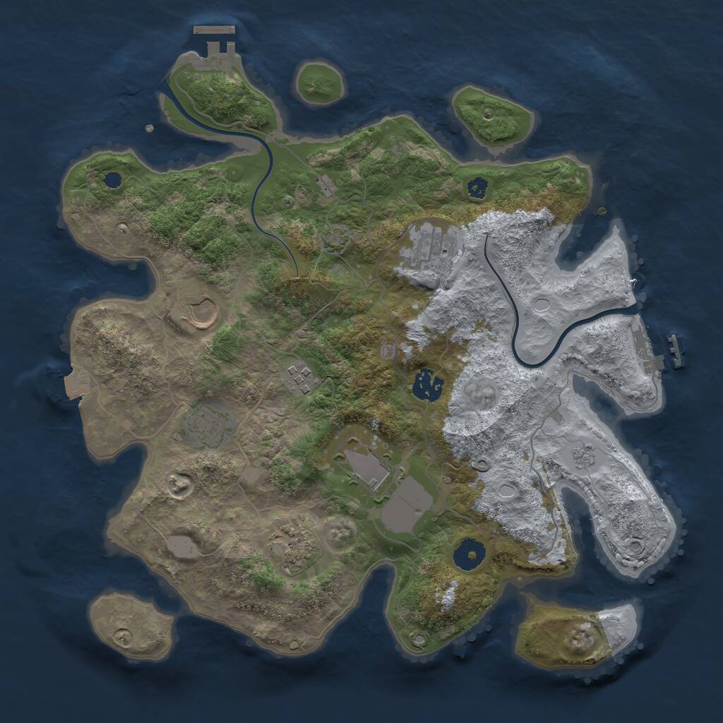Rust Map: Procedural Map, Size: 3500, Seed: 1789563301, 12 Monuments