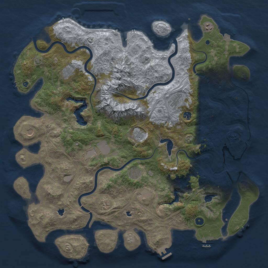 Rust Map: Procedural Map, Size: 5000, Seed: 721258287, 17 Monuments