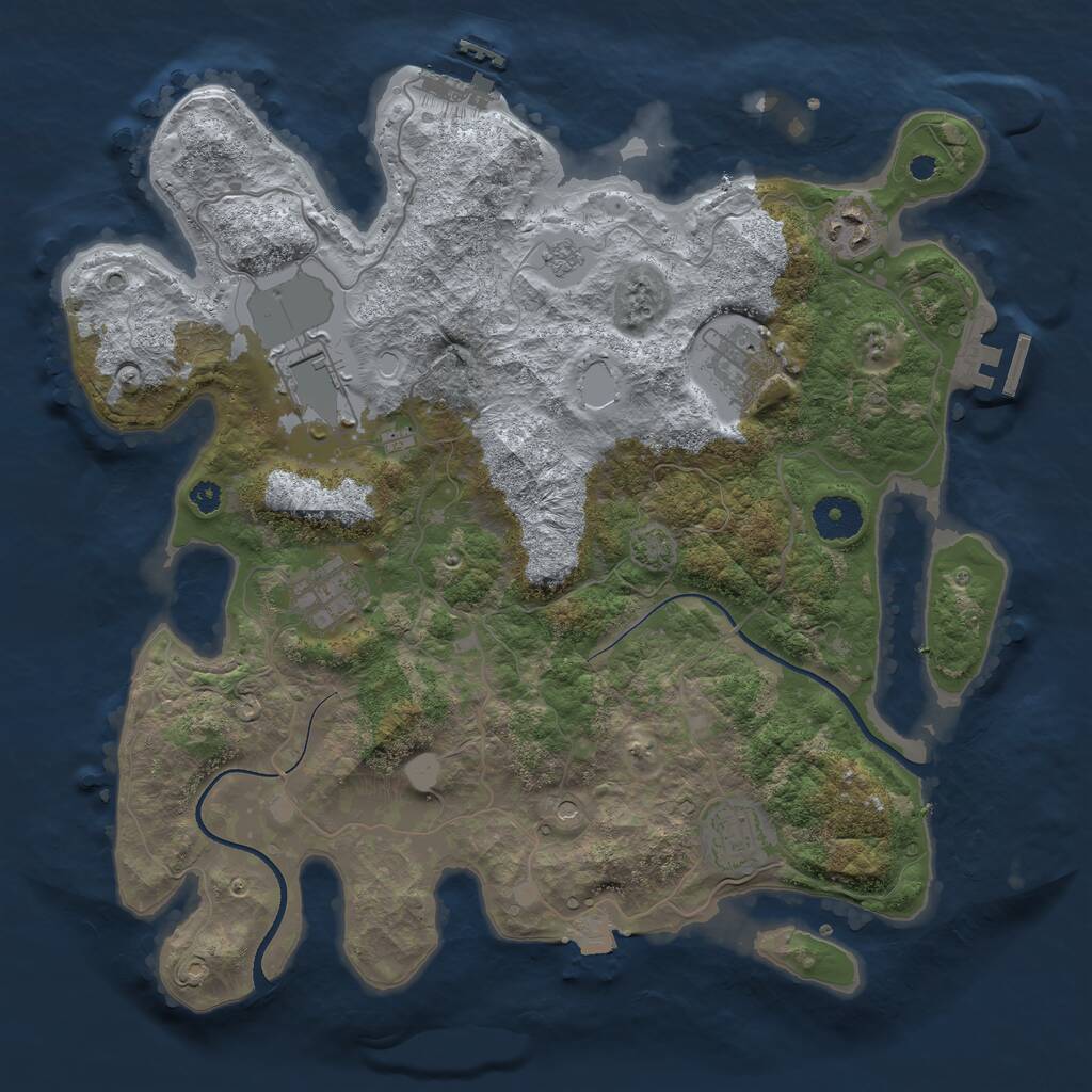 Rust Map: Procedural Map, Size: 3500, Seed: 1713653069, 11 Monuments