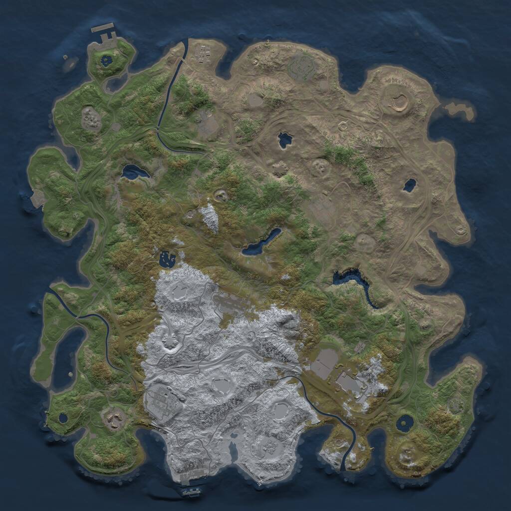 Rust Map: Procedural Map, Size: 4500, Seed: 104298685, 16 Monuments