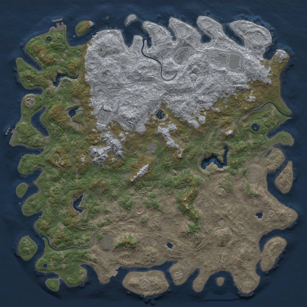 Rust Map: Procedural Map, Size: 5800, Seed: 666666, 17 Monuments