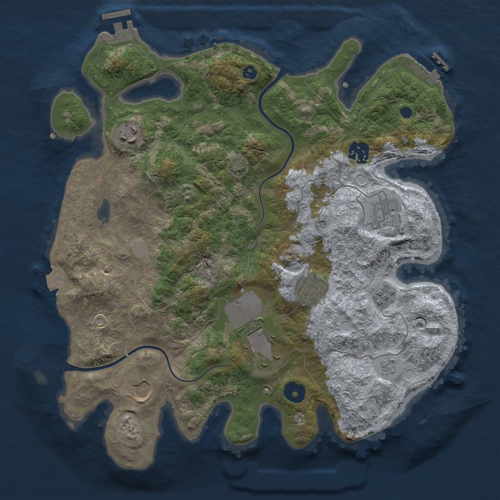 Rust Map: Procedural Map, Size: 3500, Seed: 4334633, 13 Monuments