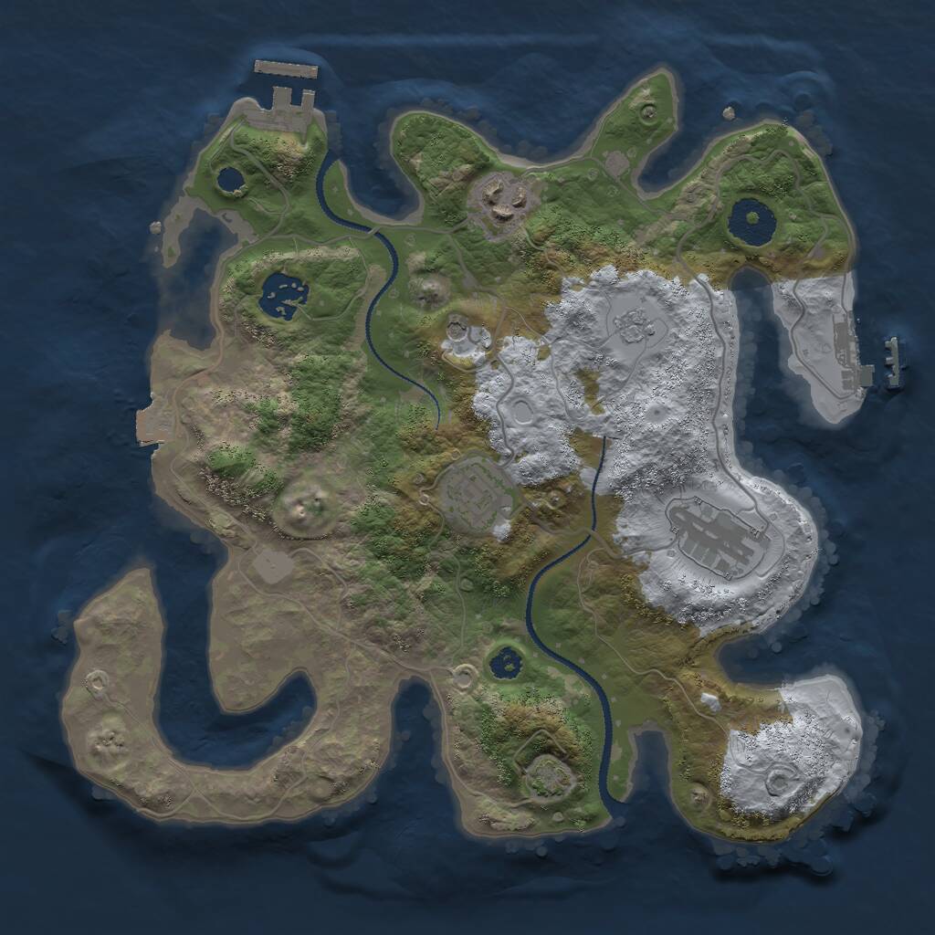 Rust Map: Procedural Map, Size: 3000, Seed: 1853, 10 Monuments