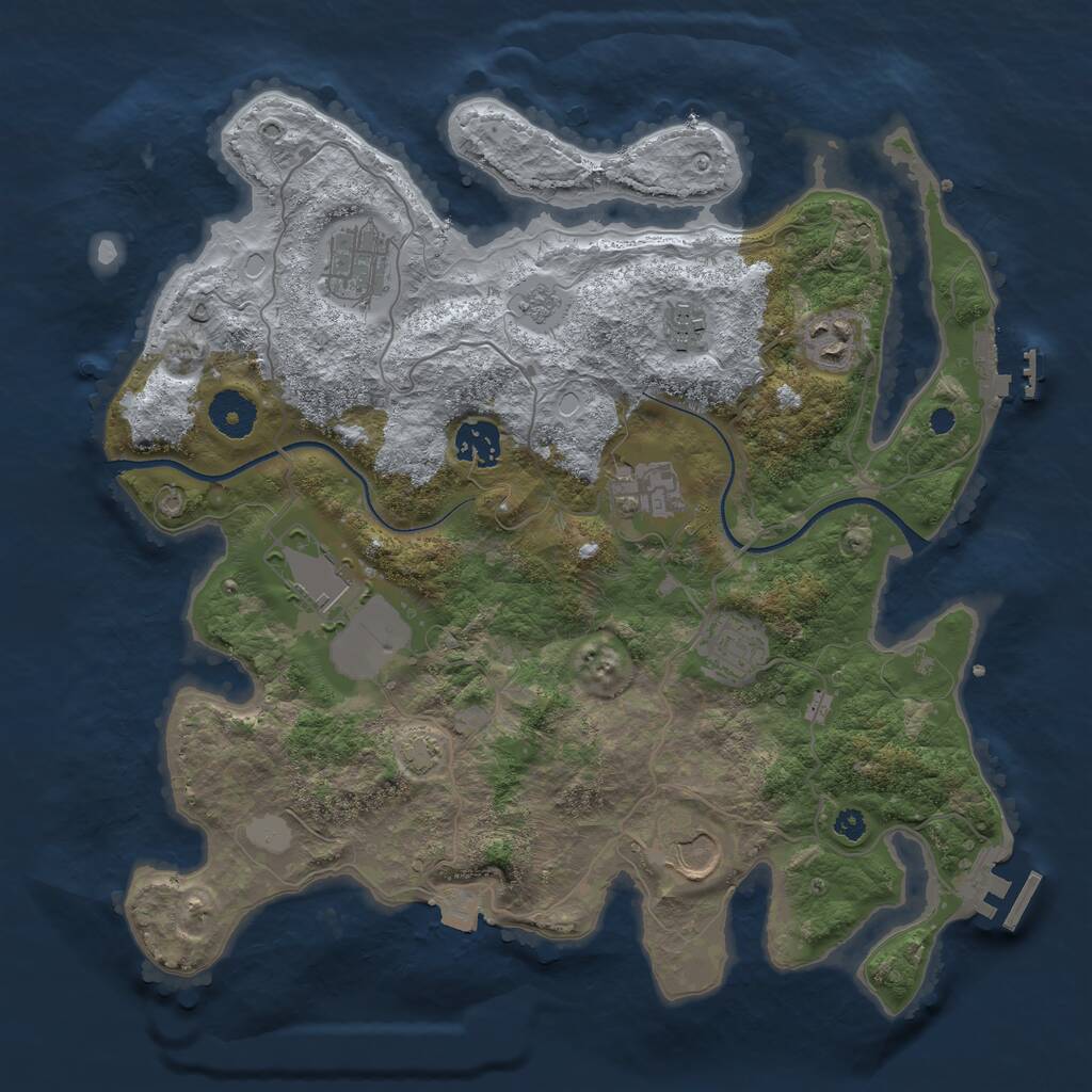 Rust Map: Procedural Map, Size: 3500, Seed: 4431571, 13 Monuments