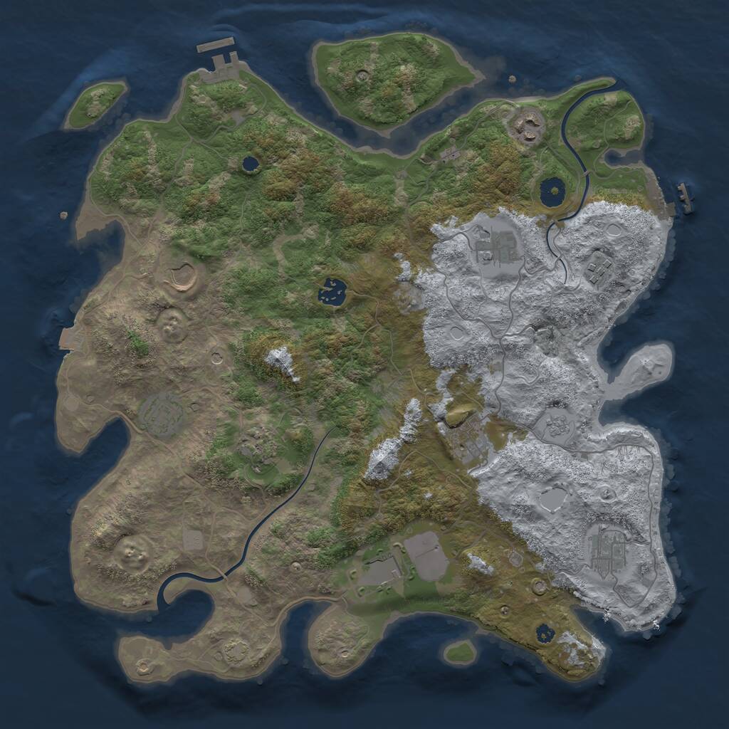 Rust Map: Procedural Map, Size: 3900, Seed: 496707640, 16 Monuments