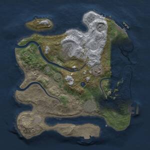 Thumbnail Rust Map: Procedural Map, Size: 3000, Seed: 1666622045, 10 Monuments