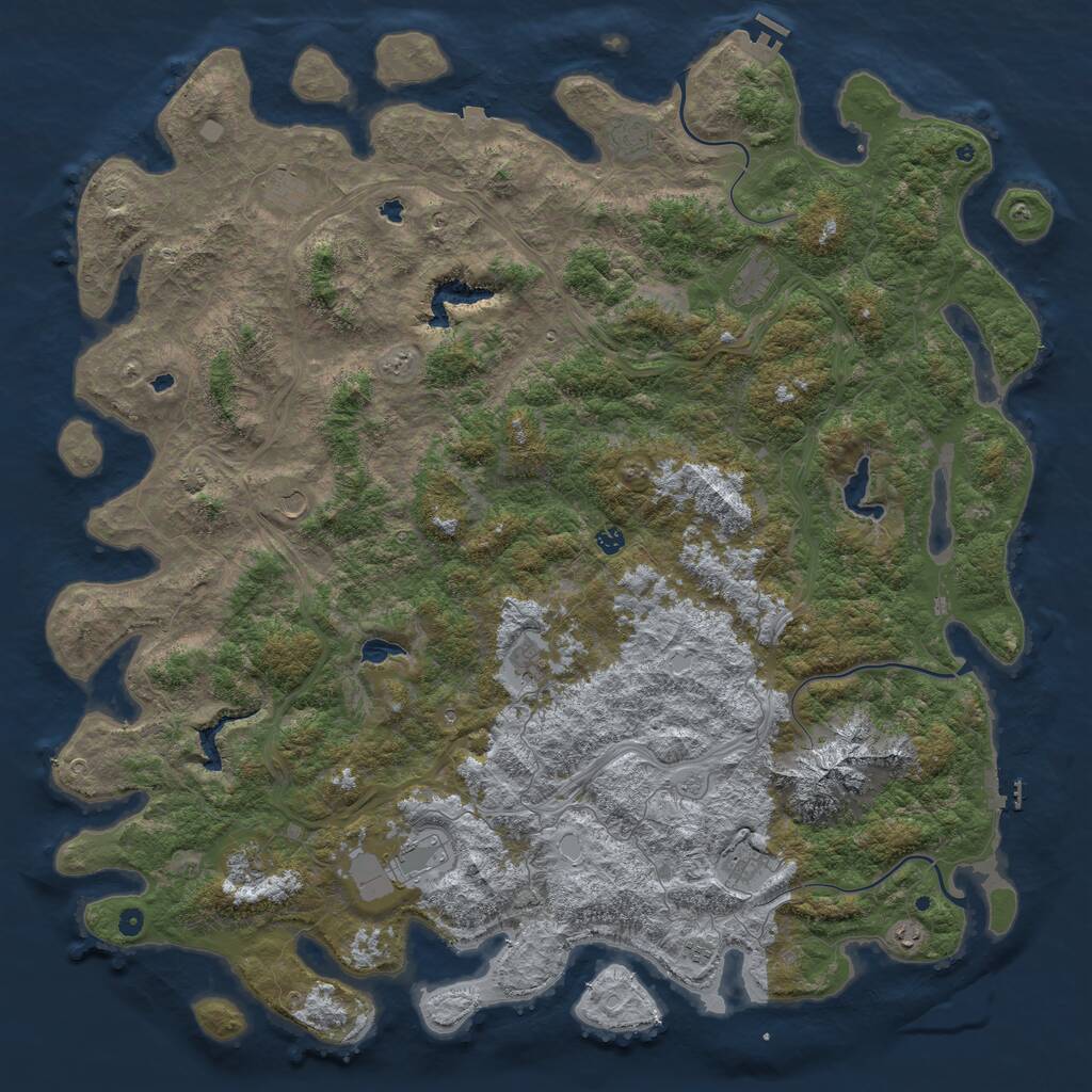Rust Map: Procedural Map, Size: 6000, Seed: 1125077649, 17 Monuments