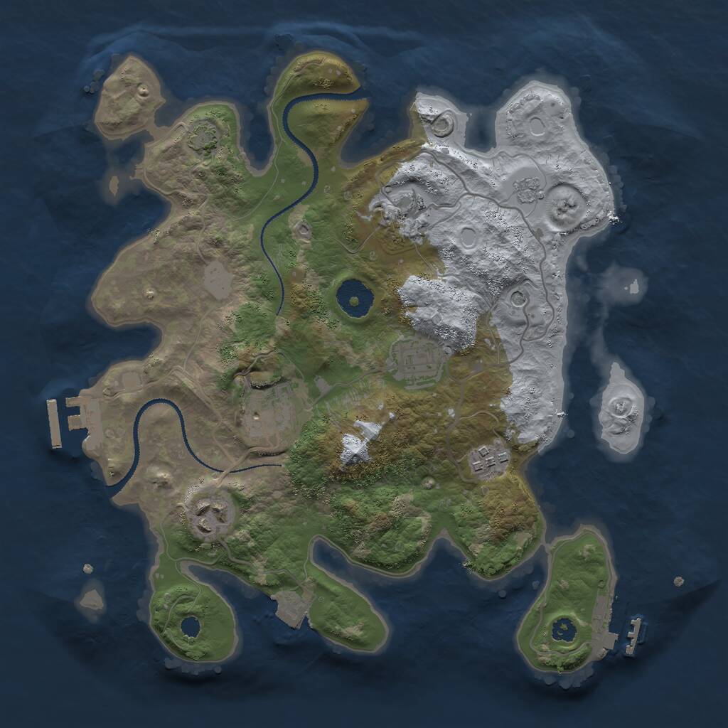Rust Map: Procedural Map, Size: 3000, Seed: 43677, 11 Monuments