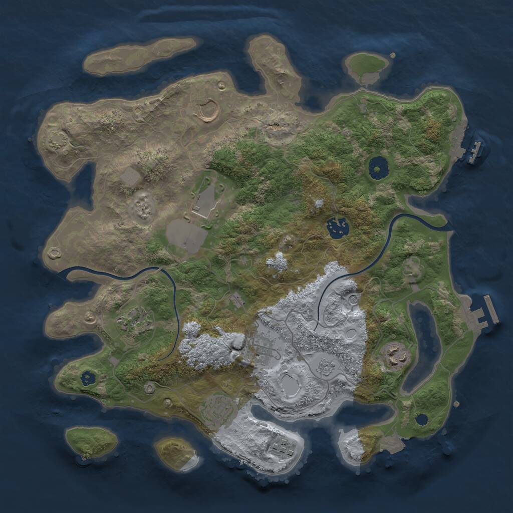 Rust Map: Procedural Map, Size: 3500, Seed: 1125077649, 14 Monuments
