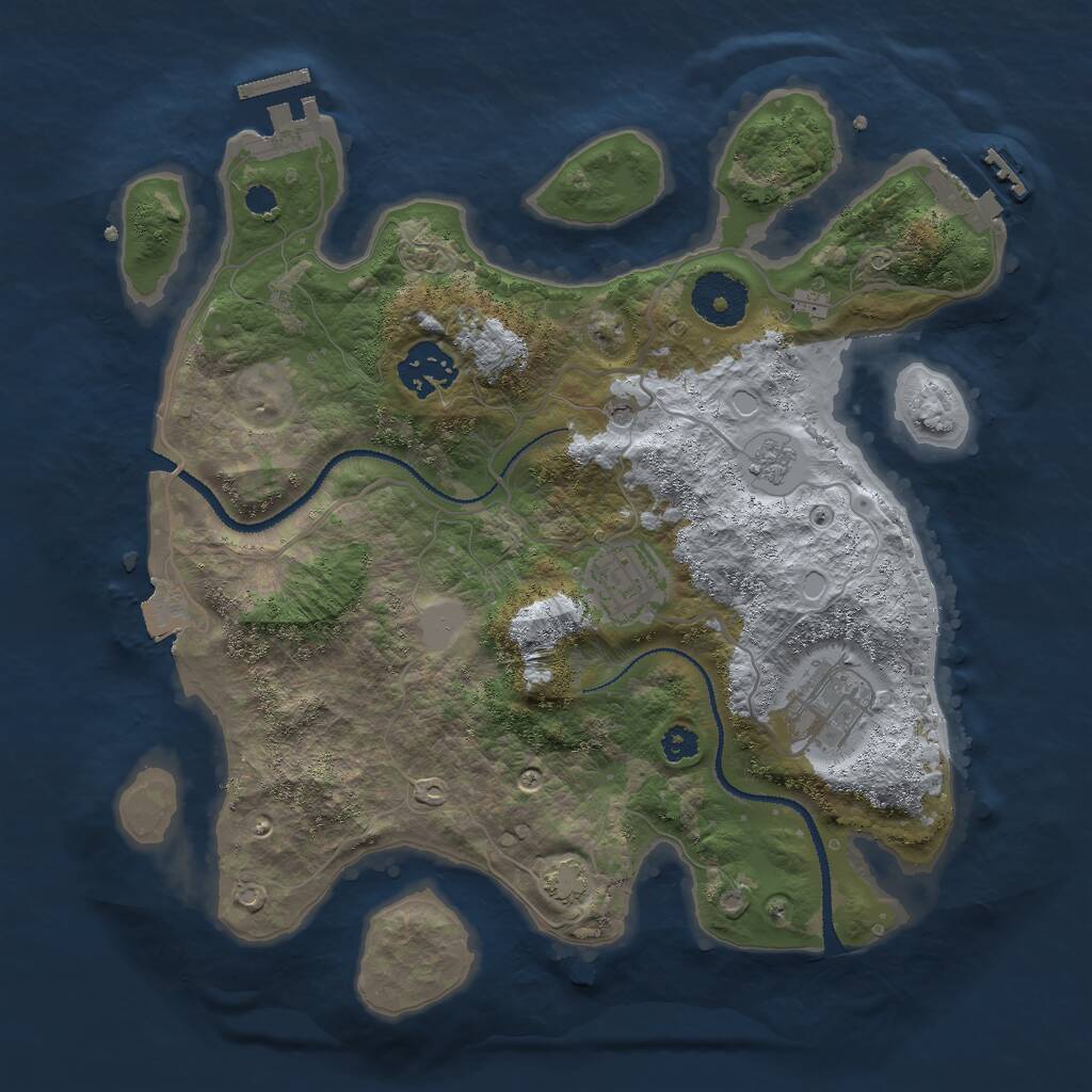 Rust Map: Procedural Map, Size: 3000, Seed: 1696618165, 9 Monuments
