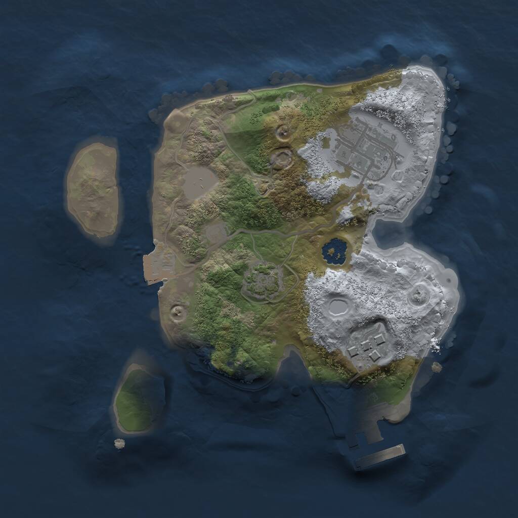 Rust Map: Procedural Map, Size: 2000, Seed: 37555, 5 Monuments