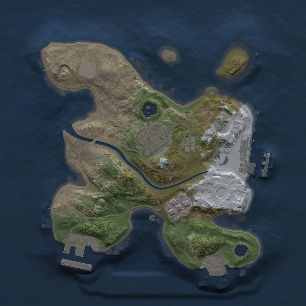 Rust Map: Procedural Map, Size: 2000, Seed: 3969696, 5 Monuments