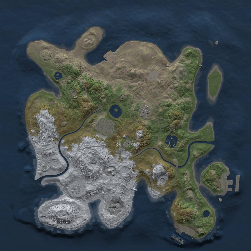 Rust Map: Procedural Map, Size: 3000, Seed: 1279500371, 9 Monuments