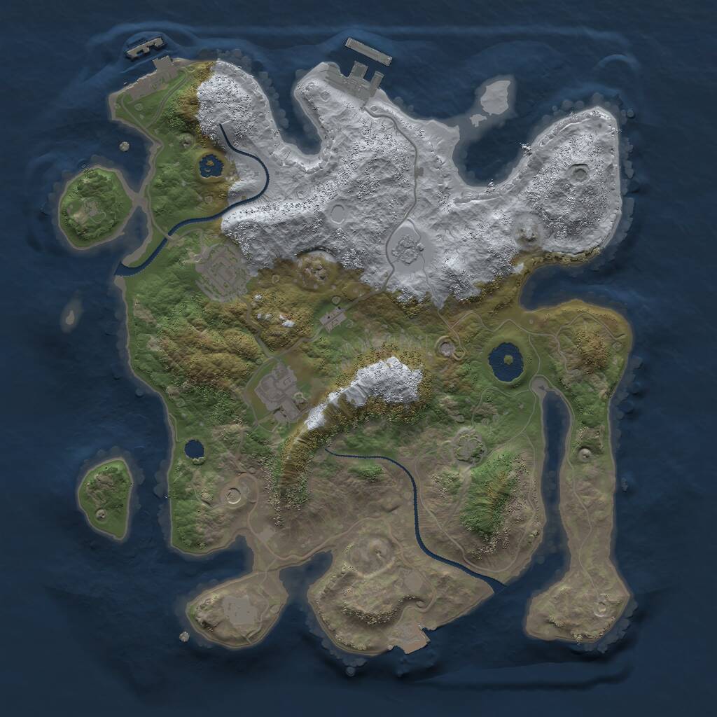 Rust Map: Procedural Map, Size: 3000, Seed: 11823, 8 Monuments