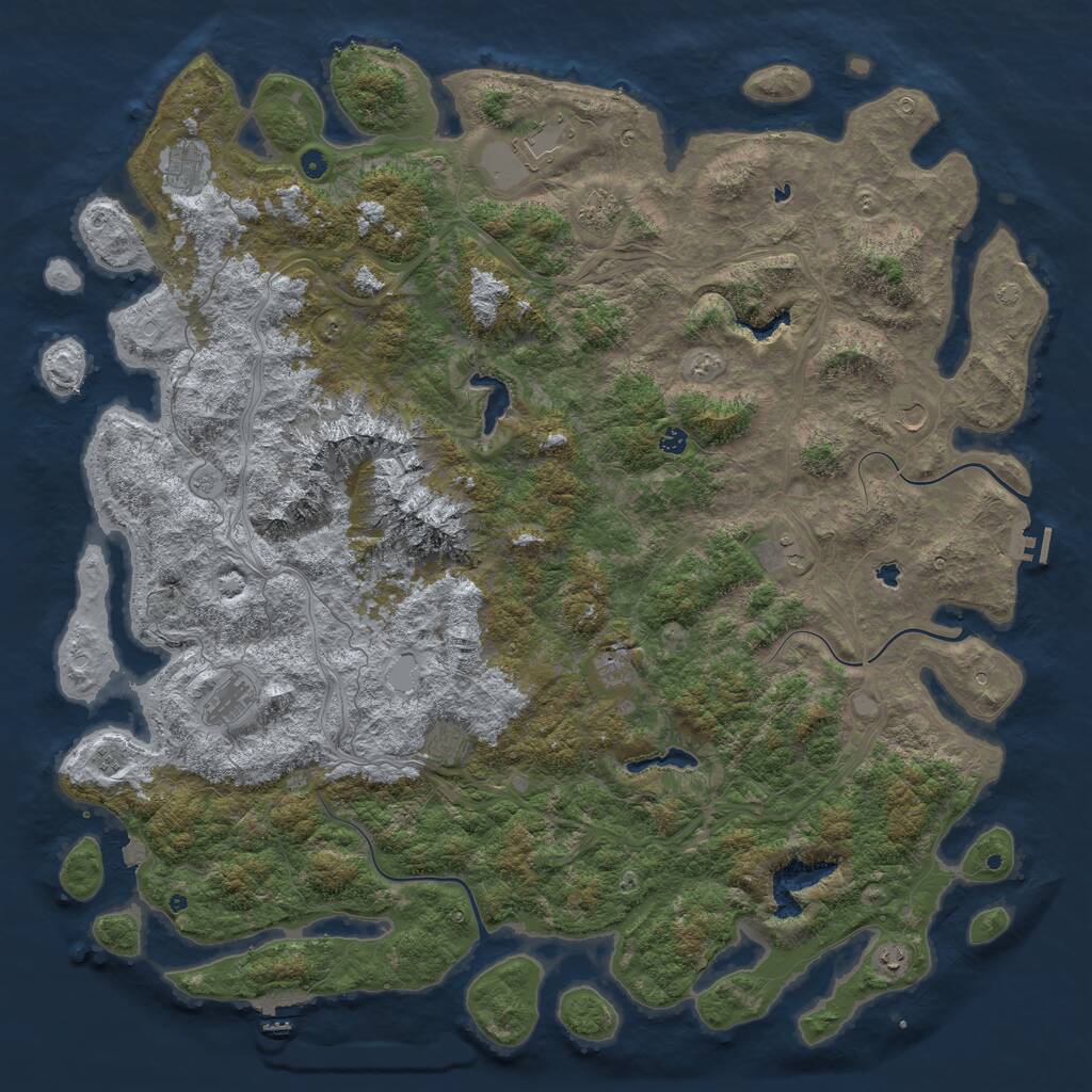 Rust Map: Procedural Map, Size: 6000, Seed: 434573368, 17 Monuments