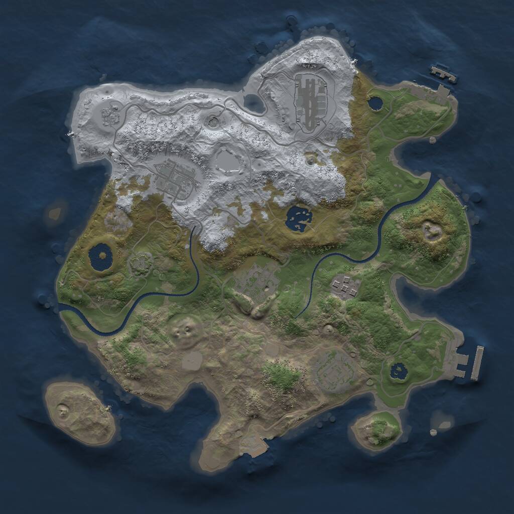 Rust Map: Procedural Map, Size: 3000, Seed: 18729, 12 Monuments