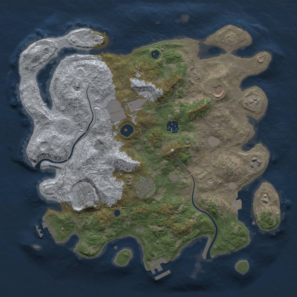 Rust Map: Procedural Map, Size: 3600, Seed: 22903, 12 Monuments