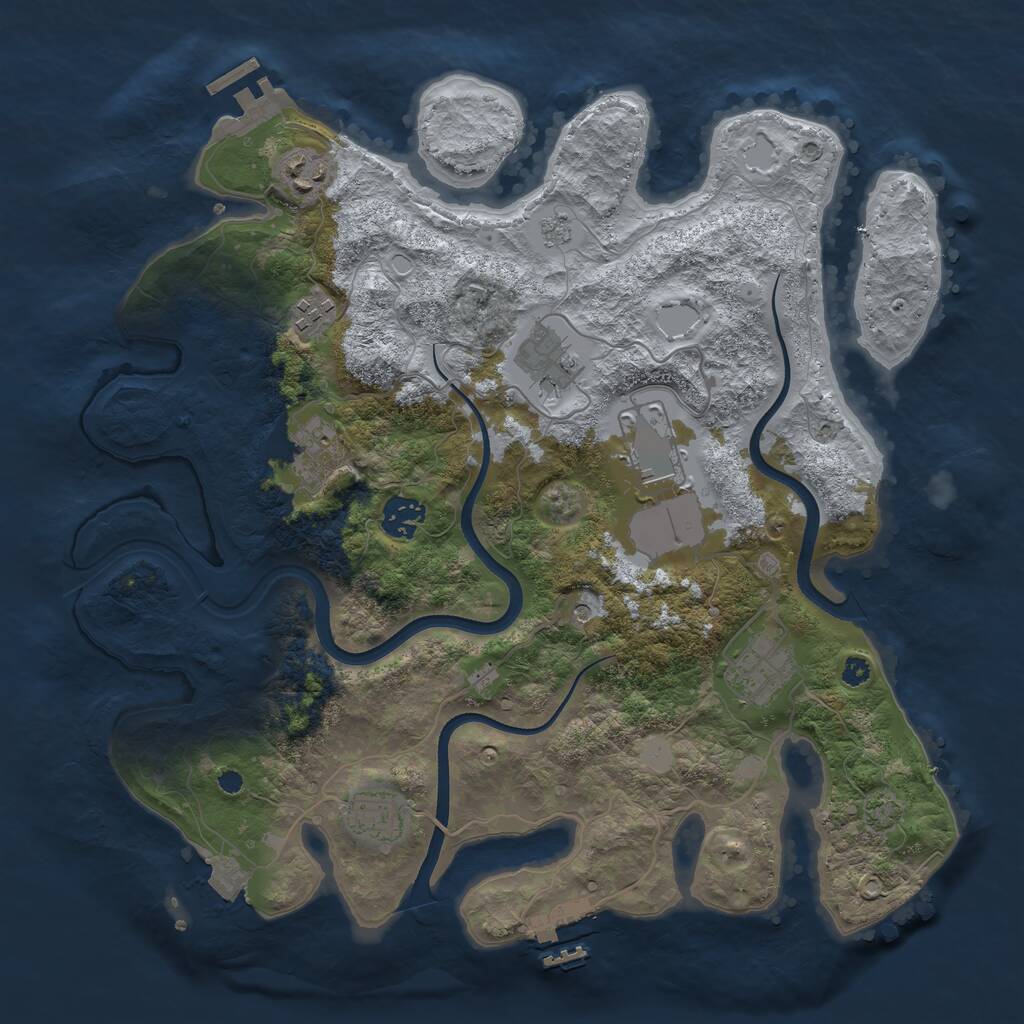 Rust Map: Procedural Map, Size: 3600, Seed: 12903, 14 Monuments