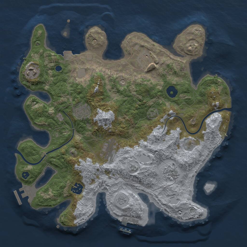 Rust Map: Procedural Map, Size: 3300, Seed: 1015521593, 12 Monuments