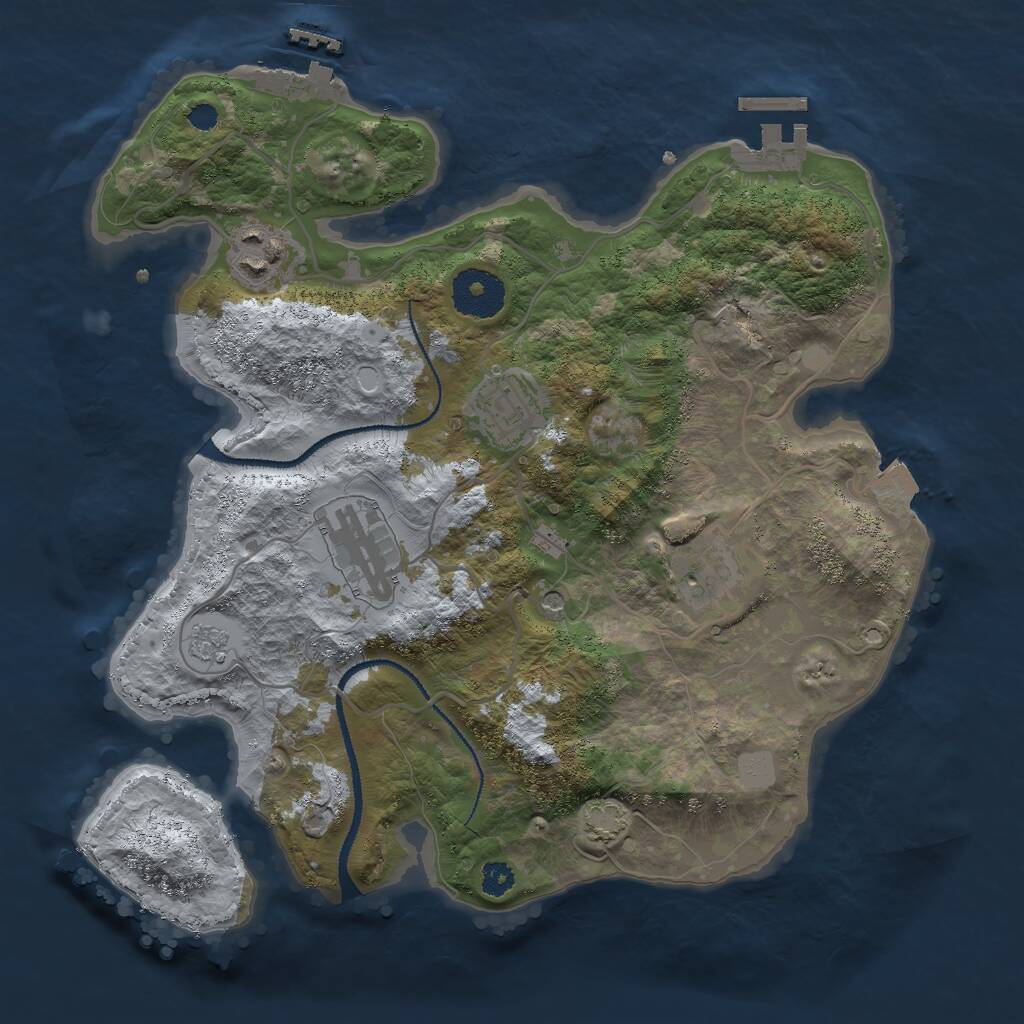 Rust Map: Procedural Map, Size: 3000, Seed: 665477360, 10 Monuments