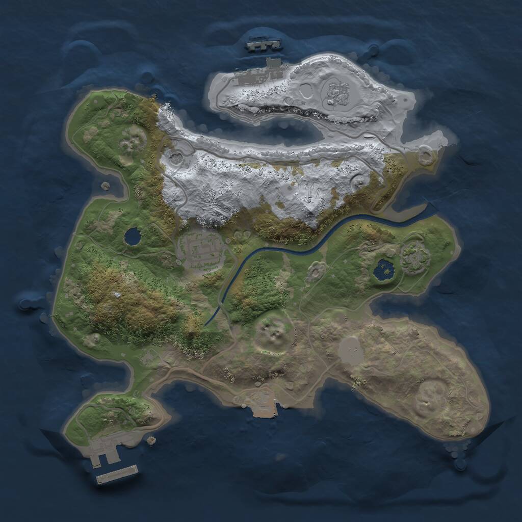 Rust Map: Procedural Map, Size: 2500, Seed: 394169580, 7 Monuments
