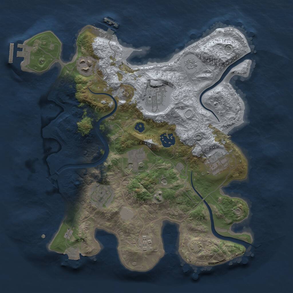 Rust Map: Procedural Map, Size: 3000, Seed: 124120173, 13 Monuments