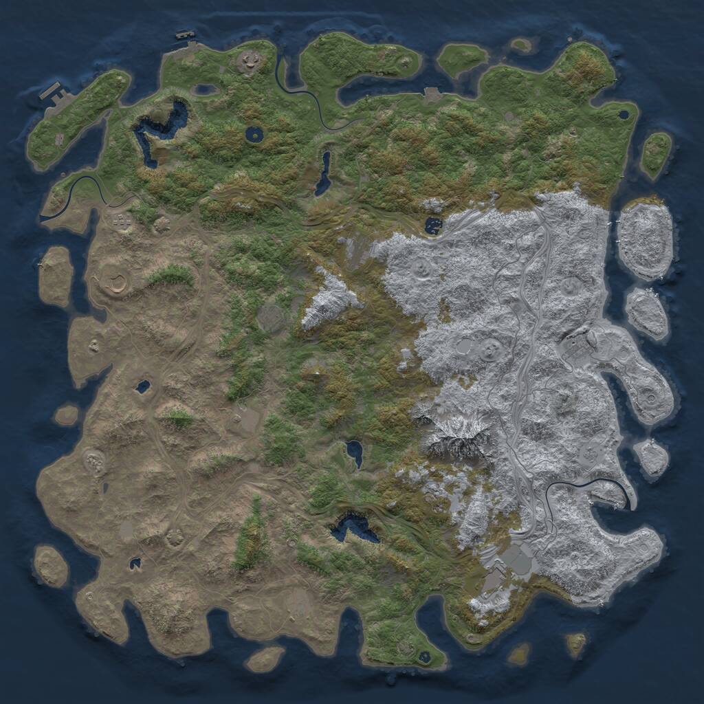 Rust Map: Procedural Map, Size: 6000, Seed: 37571200, 17 Monuments