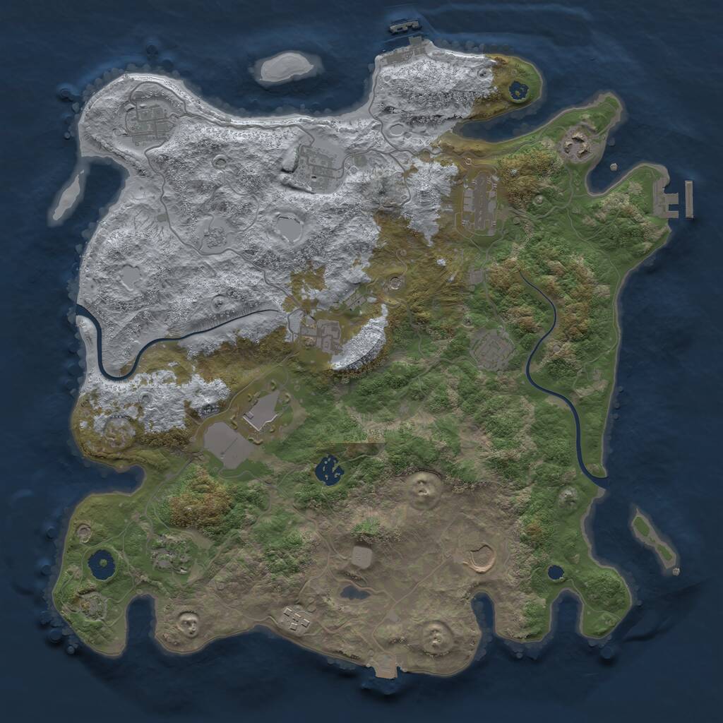 Rust Map: Procedural Map, Size: 3900, Seed: 1270095312, 17 Monuments