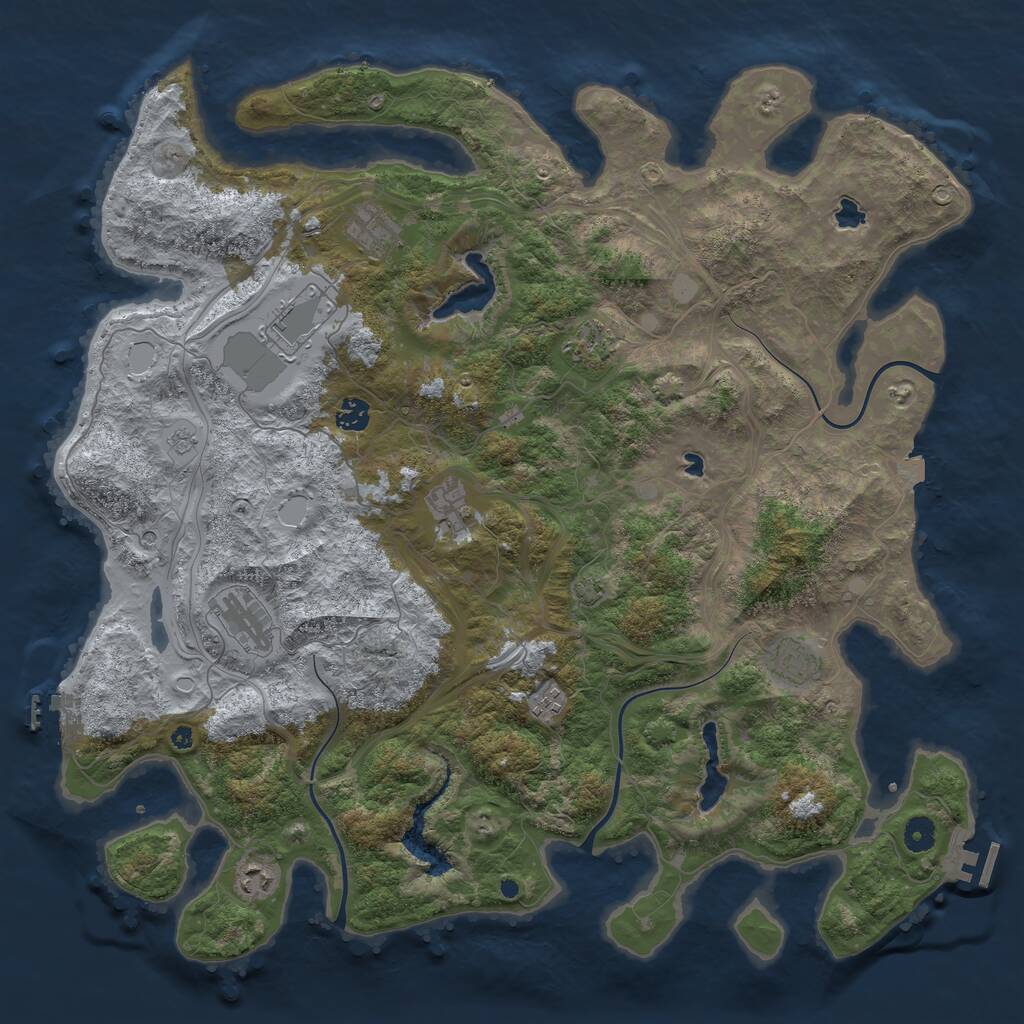 Rust Map: Procedural Map, Size: 4500, Seed: 1212806967, 15 Monuments
