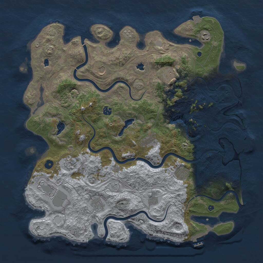Rust Map: Procedural Map, Size: 4500, Seed: 843777730, 17 Monuments