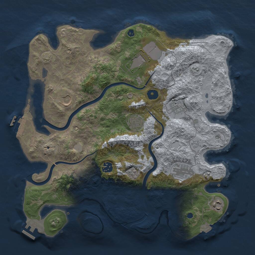 Rust Map: Procedural Map, Size: 3600, Seed: 316196445, 14 Monuments
