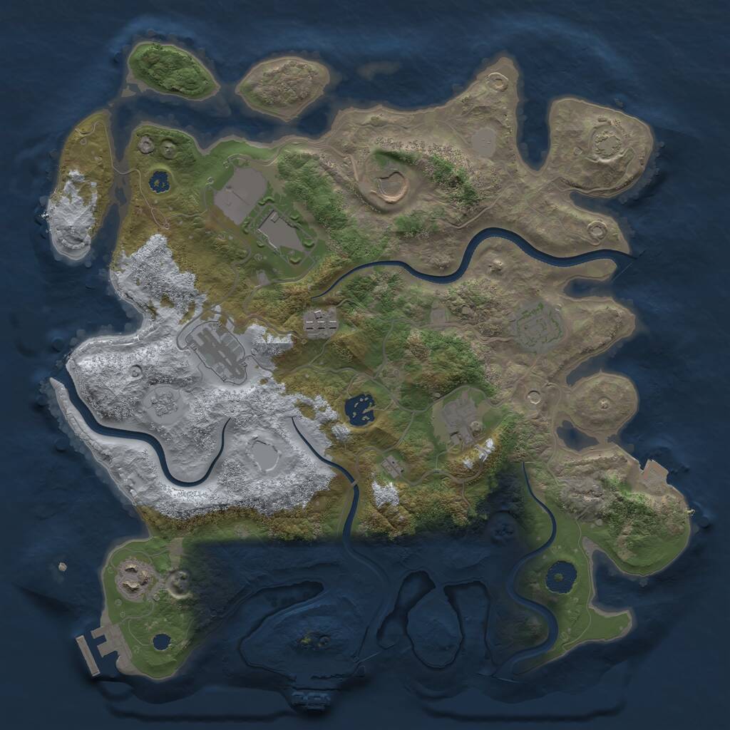 Rust Map: Procedural Map, Size: 3500, Seed: 469665, 14 Monuments