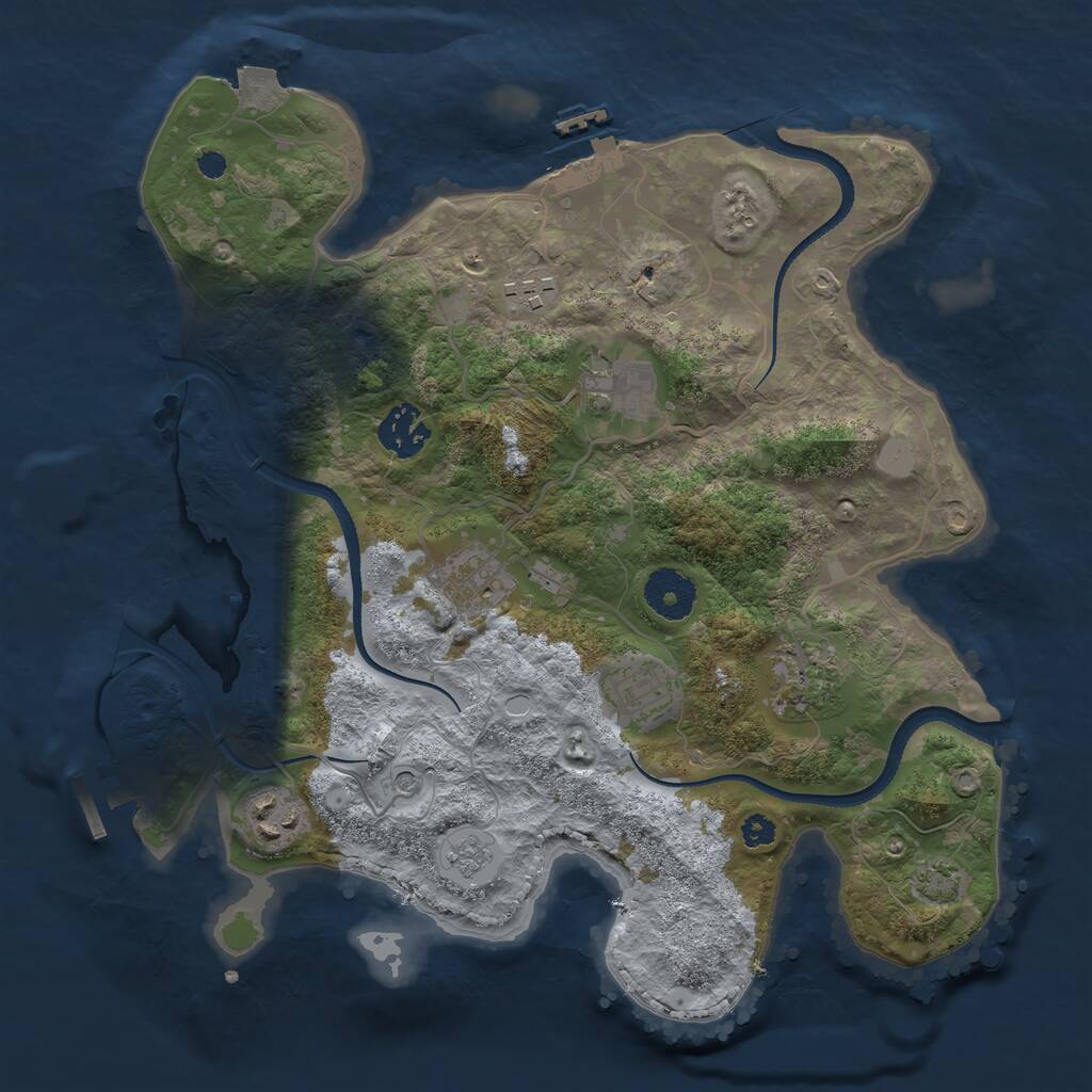 Rust Map: Procedural Map, Size: 3250, Seed: 619345339, 13 Monuments