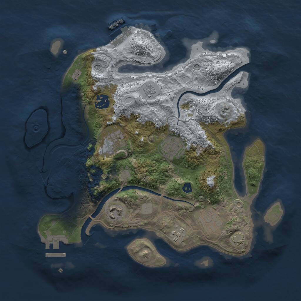 Rust Map: Procedural Map, Size: 3000, Seed: 2554, 12 Monuments