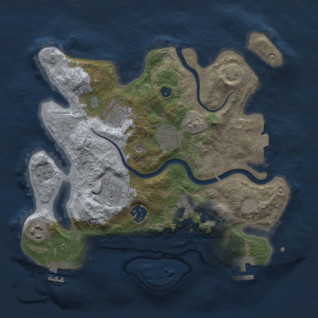 Rust Map: Procedural Map, Size: 3000, Seed: 1078565550, 13 Monuments