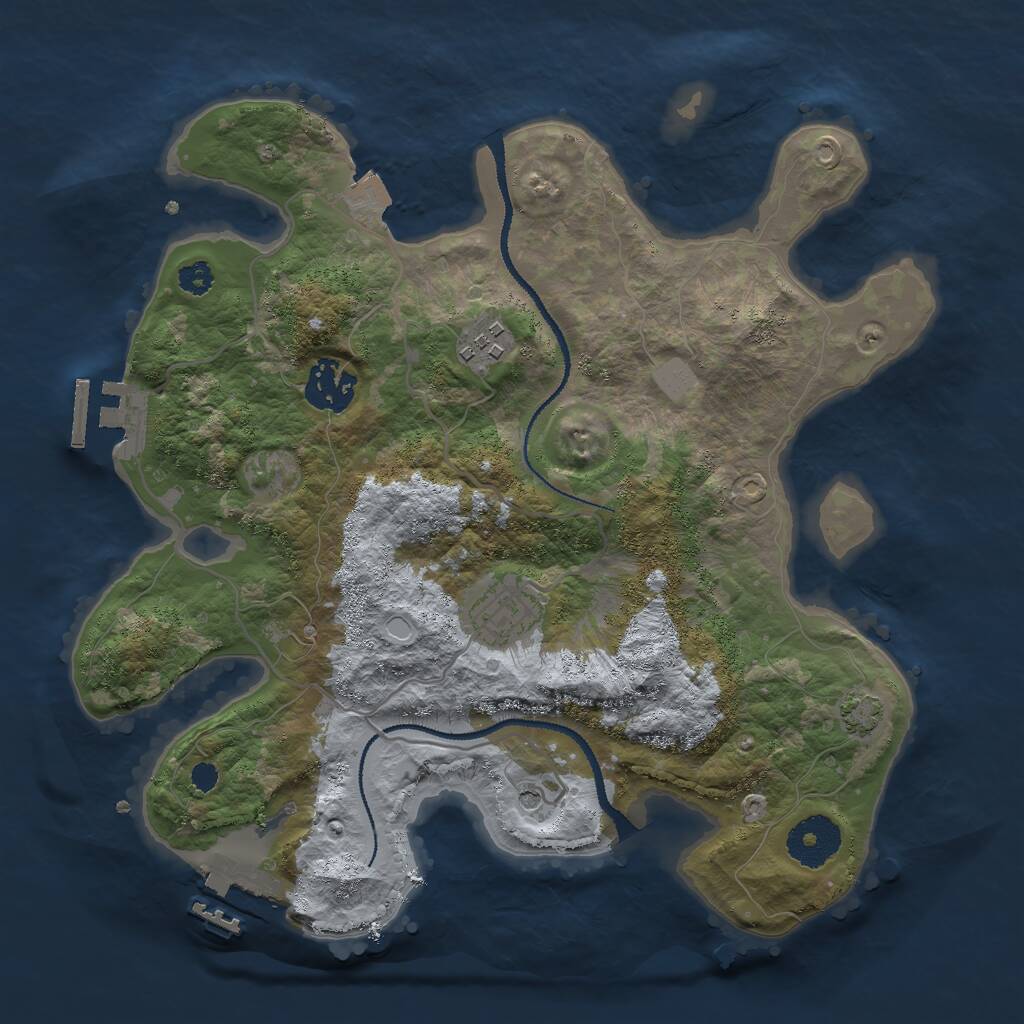 Rust Map: Procedural Map, Size: 3000, Seed: 1712494148, 8 Monuments