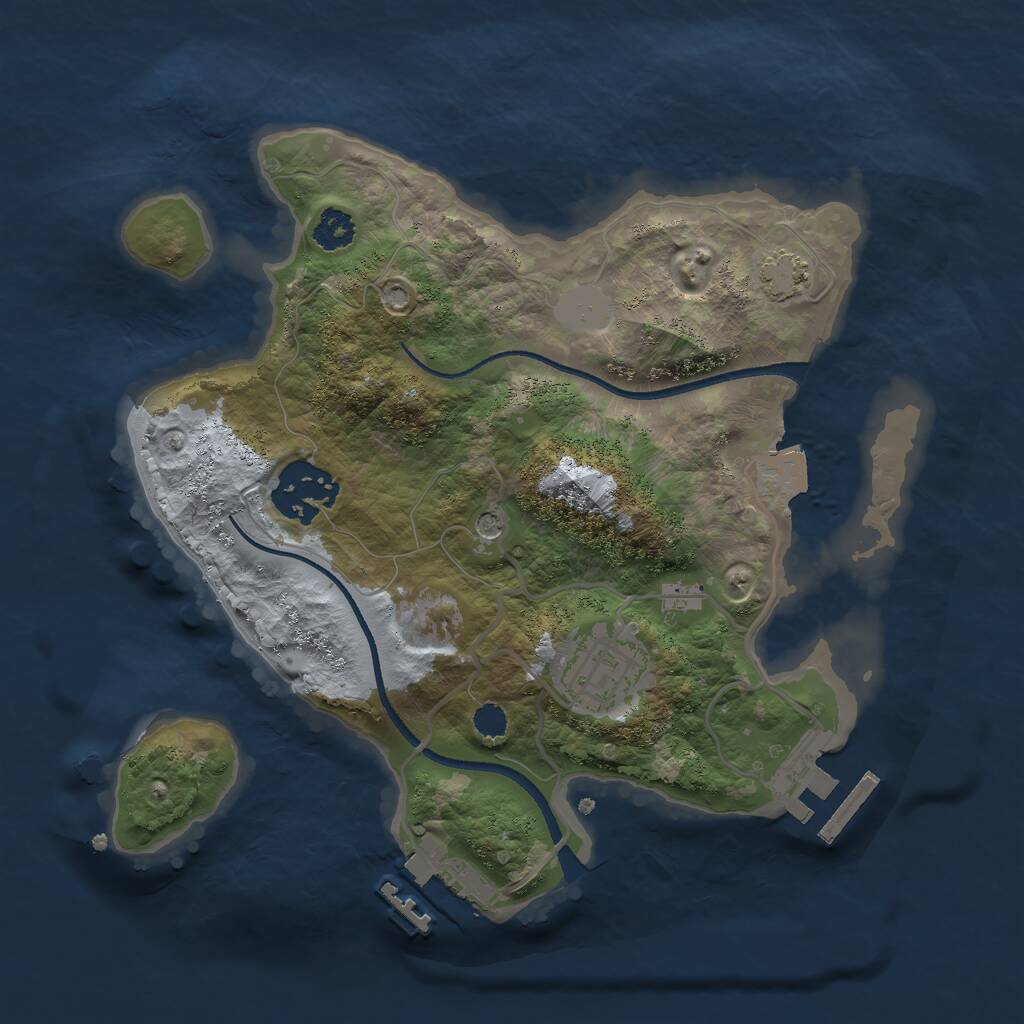 Rust Map: Procedural Map, Size: 2500, Seed: 703151470, 7 Monuments