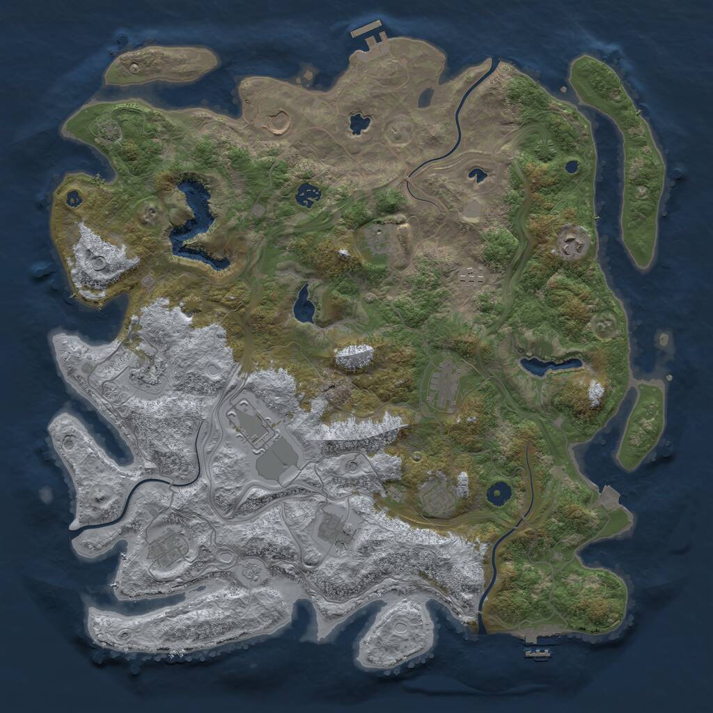 Rust Map: Procedural Map, Size: 4500, Seed: 105747198, 17 Monuments