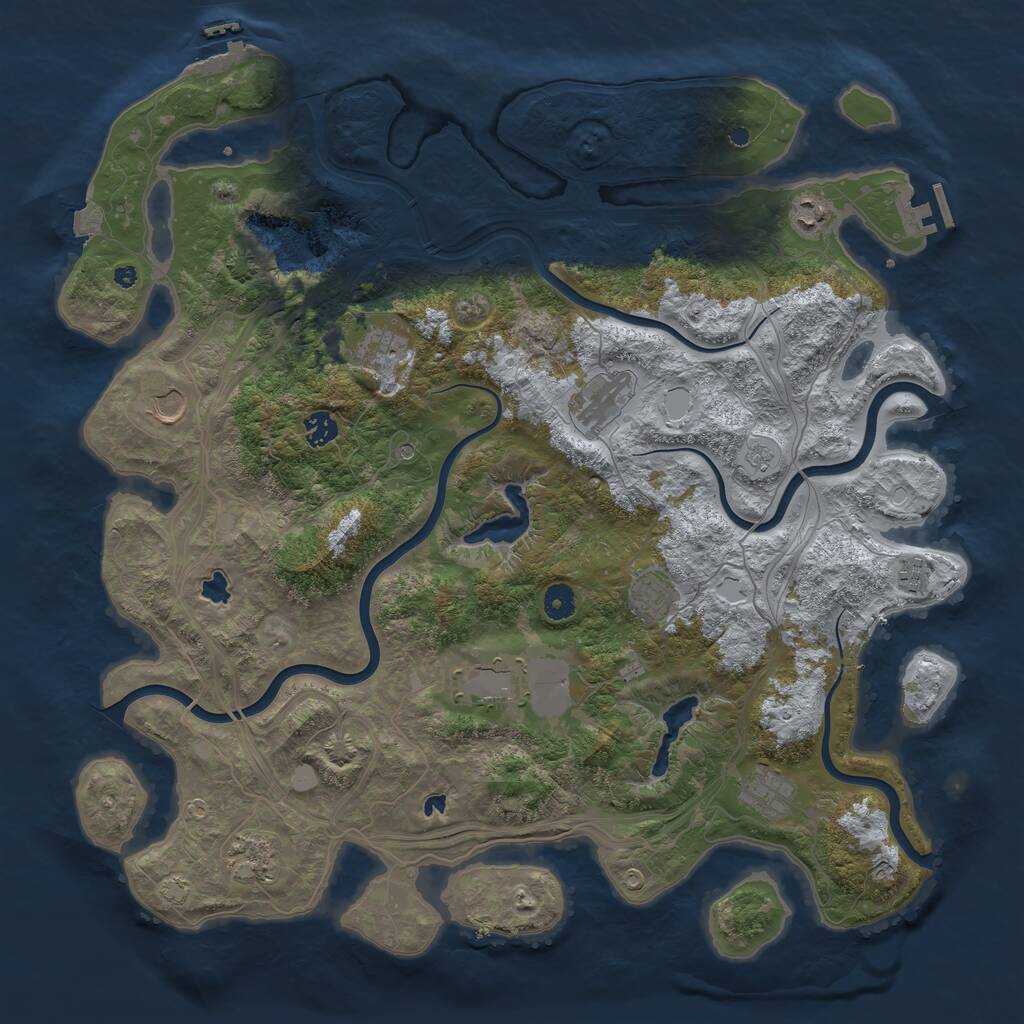 Rust Map: Procedural Map, Size: 4500, Seed: 78591354, 16 Monuments