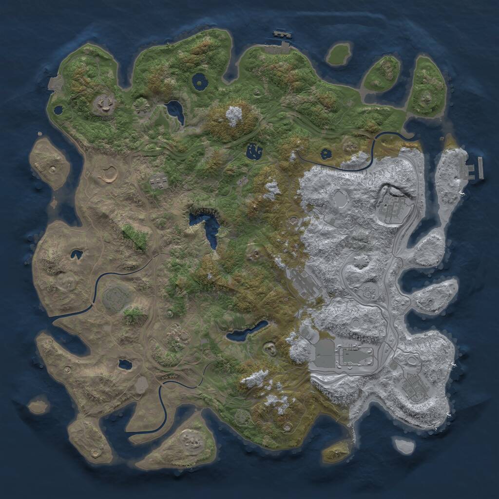 Rust Map: Procedural Map, Size: 4500, Seed: 1909230, 16 Monuments