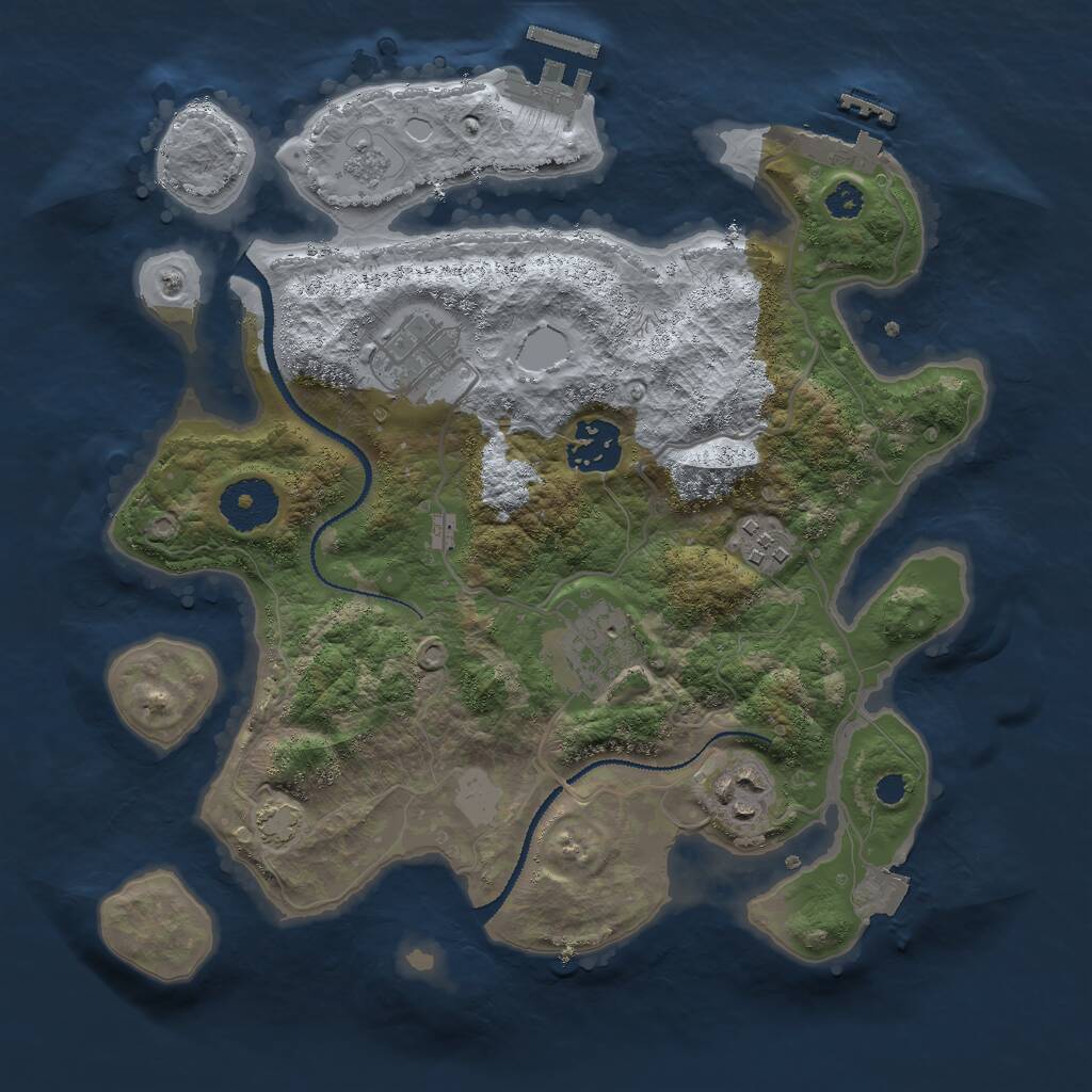 Rust Map: Procedural Map, Size: 3000, Seed: 24674416, 10 Monuments
