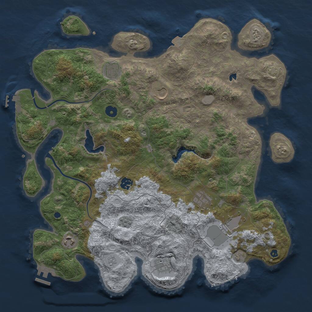 Rust Map: Procedural Map, Size: 4000, Seed: 47493, 14 Monuments