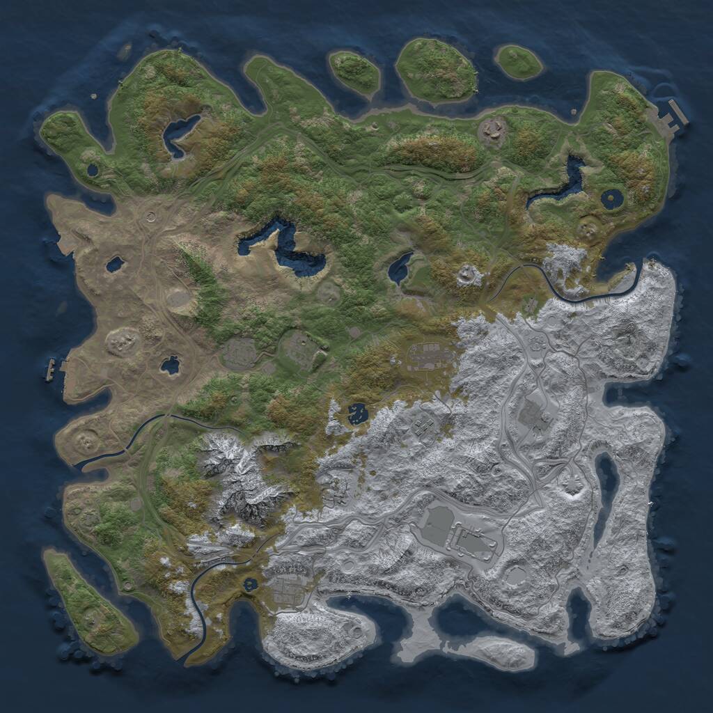 Rust Map: Procedural Map, Size: 5000, Seed: 2088971640, 16 Monuments
