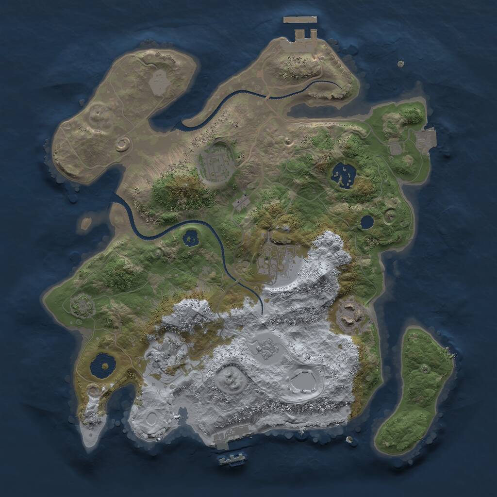 Rust Map: Procedural Map, Size: 3000, Seed: 17091, 10 Monuments