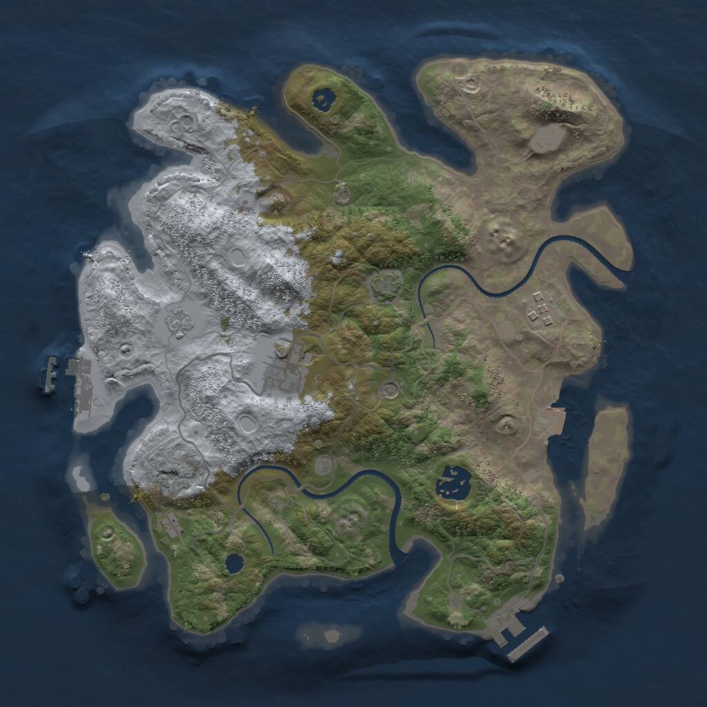 Rust Map: Procedural Map, Size: 3000, Seed: 656532, 9 Monuments