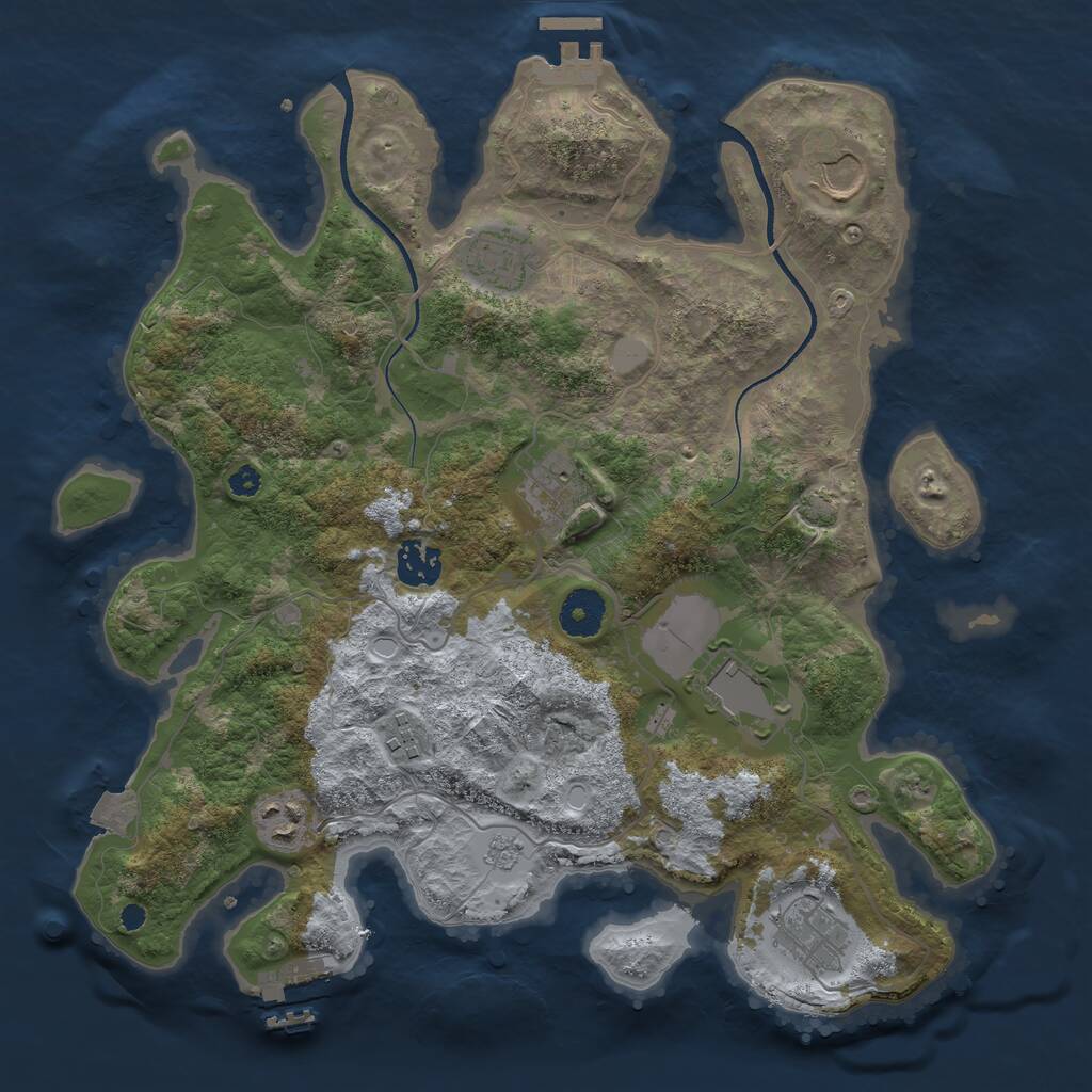 Rust Map: Procedural Map, Size: 3500, Seed: 463554520, 13 Monuments