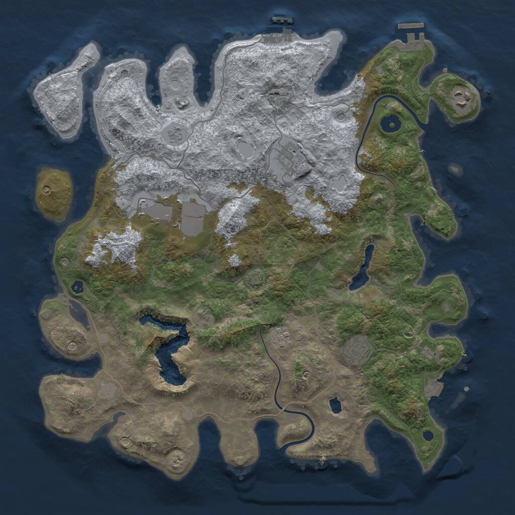 Rust Map: Procedural Map, Size: 4000, Seed: 2121799826, 11 Monuments