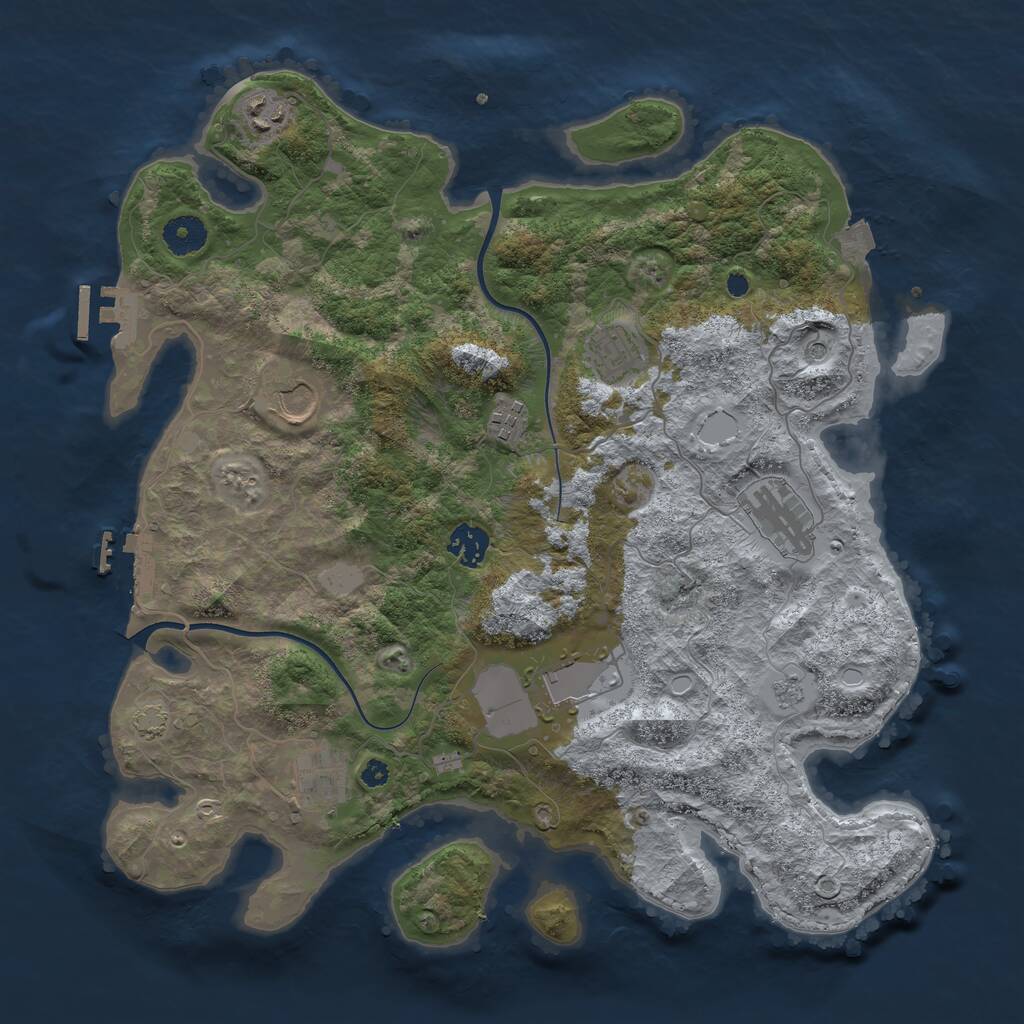 Rust Map: Procedural Map, Size: 3750, Seed: 49998, 14 Monuments